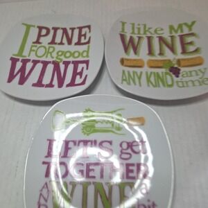 C.R. Gibson QAPS-14062 Wine‎ Oh! Set Of 3 Snack Plates